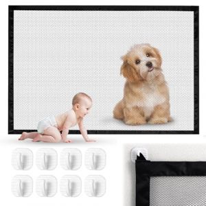 2 Pièces Barrière Escalier Chien, 110 x 77 cm Barriere de Securite Chien, Extensible Pet Barrière de Sécurité, Noir Barriere Chien, Barriere Animaux Retractable, pour Escaliers, Couloirs, Cuisine (DuShan-EU, neuf)
