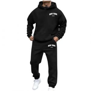 Surv&ecirc;tement Homme &agrave; Capuche Ensemble Jogging Homme 2 Pi&egrave;ce Sweat Hoodies et Pantalon Jogging Track Suit Ensemble de Surv&ecirc;tement Confortable Tenue Sport Combinaison De Sport pour Gym (01 Black, XXXL) (Beythetly, neuf)