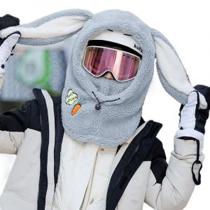 ThiCc Capuche Sherpa pour femme &ndash; Chapeau mignon avec oreilles d'ours, de lapin et de chat, prot&egrave;ge-oreilles en peluche pour l'hiver, l'&eacute;quitation, le ski, casque, cagoule polaire coupe-vent pour (MJ2025888, neuf)