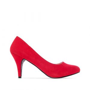 Andrés Machado - Élégants Escarpins rétro pour Femme/Adolescent pour l´été et l´Hiver - AM422 - Bout Arrondi - Modèle Taille Petit - Talons Fins - Simili Nubuck - Couleur Rouge - EU 35 (Andrés Machado, neuf)