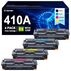 Coloran 410A Compatible Toners pour HP CF410A CF410X 410A 410X Cartouches de Toner pour HP Color LaserJet Pro MFP M477fdw M477fnw MFP M477fdw M477fnw M477fdn M377fdw M452dn M452nw M452dnw (4-Pack) (NICOVERVELO, neuf)