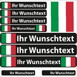 INDIGOS UG® Lot de 13 Autocollants pour nom - Drapeau Lisse - Italie - 13 Autocollants pour Drapeau - avec nom & Texte souhaité - Vélo, Voiture, Moto, personnalisé (INDIGOS UG (haftungsbeschränkt), neuf)