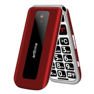 artfone F20 GSM Téléphone Portable Senior Clapet Débloqué丨Téléphone Portable Senior à Clapet丨Grandes Touches丨Bouton SOS丨écran de 2.4" 丨Batterie 1300 mAh丨Radio FM丨Appel Rapide丨double Carte SIM - Rouge (Yujie communication, neuf)