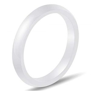 OAKKY 3MM Largeur Engagement Mariage Bande Bague Femme C&eacute;ramique Blanc Taille 54 (EuropeShopping, neuf)