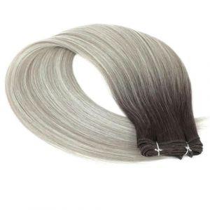 Faisceaux de cheveux raides Extensions de cheveux naturels de salon Fausses fibres Cheveux raides synthétiques Tissage complet super long à l'extrémité-Gris ombré-60 cm-24 pouces-1 PC (guangzhouliyeshangmaoyouxiangongsi 85244, neuf)