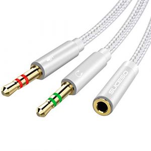 SUCESO Adaptateur Jack Audio Stéréo 3,5mm Adaptateur Micro Casque Câble en Nylon Tressé Splitter Câble Adaptateur 2 Double Mâle vers 3.5mm Femelle pour PC Gaming,PS4,Xbox One,Ordinateur,écouteur-1m (SUCESO, neuf)