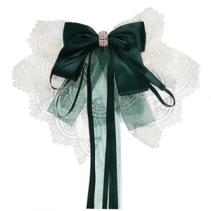 Homoyoyo Pince &agrave; Cheveux N&oelig;ud En Dentelle, Pince &agrave; Cheveux &agrave; Ressort, Vert Fonc&eacute; Bordure, Accessoire Coiffure Fille, Tenue De F&ecirc;te (HuanYH, neuf)