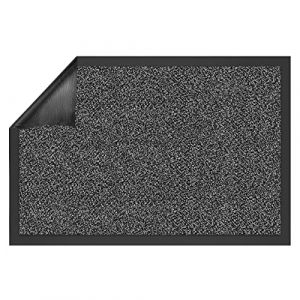 casa pura - Tapis Entrée Intérieur Sky - Tapis Antidérapant et Anti-Poussière - Paillasson de propreté intérieur et extérieur - Tapis de Porte Lavable et Ultra Absorbant (Gris-Noir 90x150 cm) (Velvet Trading, neuf)
