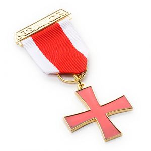 The Masonic Collection - Bijou de poitrine des Templiers - Couleur rouge et blanc de qualité supérieure - Fixation à épingle - Un cadeau maçonnique parfait pour les hommes, Bronze, Sans pierre (THE MASONIC COLLECTION, neuf)