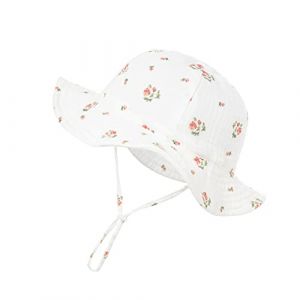Nishine Chapeau de Soleil pour bébé Beacg Protection Solaire Chapeau de pêcheur Chapeau pour Enfant,Blanc et Fleur (Nixun E-Commerce Co., Ltd, neuf)