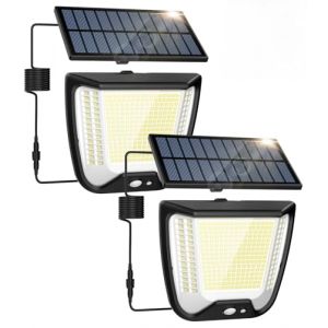 spqment Lampes solaires Projecteur ext&eacute;rieur LED avec d&eacute;tecteur de mouvement - 288 LED Lampe solaire ext&eacute;rieure IP65 Lampe solaire &eacute;tanche Angle d'&eacute;clairage 270&deg; Lampe ext&eacute;rieure 3 modes jardin (NPY-EU, neuf)