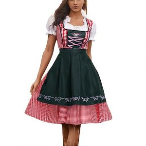 G&eacute;n&eacute;rique Femme Robe Dirndl de Bavi&egrave;re Oktoberfest Robe Traditionnelle pour la F&ecirc;te de la Bi&egrave;re Costume de Bi&egrave;re Manches Courtes Robe Chemisier Tablier Bavi&egrave;re V&ecirc;tements (NiceYear, neuf)