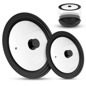 Sunoya Couvercle universel en verre, couvercles avec bord en silicone, pour diam&egrave;tres 16/18/20 cm et 24/26/28 cm (noir) (MOTTIA FACING LIMITED, neuf)