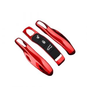 Happyit Clé Key Cover Étui Coque télécommander pour Porsche Panamera Spyder Carrera Macan Boxster Cayman Cayenne 911 970 981 991 (Rouge) (Happyit66, neuf)