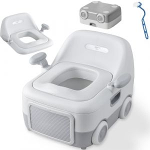 ALMAR Baby Urinoir en forme de voiture pour enfants 3 en 1 multifonction, urinoir portable pour b&eacute;b&eacute;, adaptateur de WC et tabouret r&eacute;hausseur d'apprentissage pour enfants (Gris) (GriferiaPRO, neuf)