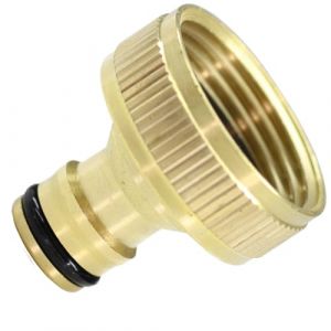 Schl&auml;fer 681202 | Raccord en caoutchouc &agrave; raccord rapide G 1" (&Oslash;30 mm) femelle pour robinet jardin, raccord rapide eau, connecteur en laiton poli (ISME SHOP, neuf)