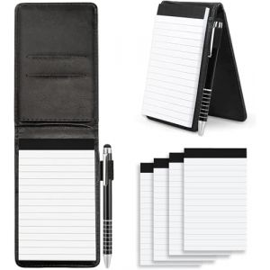 Mini Bloc Notes de Poche, Mini Bloc Note 14 x 8.5cm, Bloc Note A7, Petit Carnet de Notes de Poche, cuir PU Carnet de Poche, avec stylo et 4 Blocs-Notes de Remplacement pour Notes, pour bureau, école (WeiDuYaUKKL, neuf)