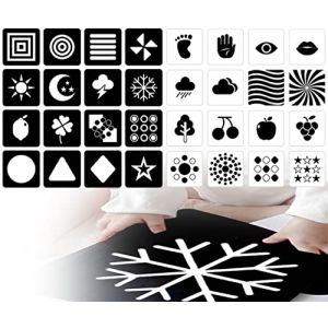 KAPSING Cartes de contraste pour bébé, jouets pour bébé 0 3 6 mois, cartes de stimulation visuelle, cartes visuelles à fort contraste pour nouveau-né, 18pcs 36 pages de cartes de contraste Flashcard (Nieshe-eu, neuf)