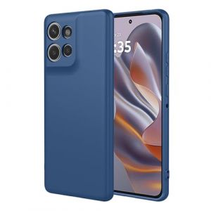 ILING Coque pour Motorola Moto G75 5G, Simple Couleur Unie Dos Souple Silicone Liquide TPU Bumper Antichoc Housse Très Mince Mat Élégant Femme Étui (Bleu) (Wanten, neuf)