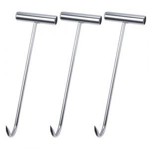 Keboyoe 3 Pi&egrave;ces Crochet leve Plaque 30 cm L&egrave;ve-Couvercle d'&Eacute;gout Crochets en T en Acier Inoxydable Crochets &agrave; Viande pour Boucherie Couvercle de Regard Crochet pour Leviers de Couvercle de Canal (Yingcen, neuf)