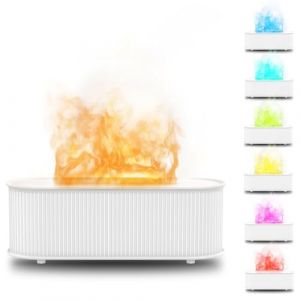 Bigqin 300ml Humidificateur d'air, Diffuseur d'Huiles Essentielles avec 7 LED Couleurs, D'Arr&ecirc;t Automatique et Minuterie pour Chambre, Yoga, Spa, Massage - Blanc (Bigqin.Europe, neuf)
