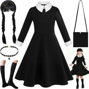 ZZXLOPEZ Robe Noire Halloween pour Fille, Princesse Robe Deguisement Enfant Fille avec Perruque Accessoires, Gothique Lolita, Halloween Carnaval Anniversaire Cosplay Deguisement pour Filles (130CM) (LOLAVIAN GUG S.R.L., neuf)