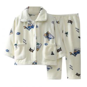 Generisch Ensemble de pyjama en polaire pour bébé garçon - Vêtements de nuit chauds d'hiver - Hauts doux - Ensemble pantalon avec poches - Ensemble de vêtements pour bébé garçon, Blanc., 4-5 ans (⭐⭐⭐⭐⭐yoyo-eo, neuf)