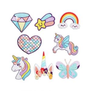 HUVZOR 8 Pi&egrave;ces &Eacute;cusson Thermocollant, Patchs Thermocollants, Ecusson &agrave; Coudre Autocollant de Patch Applique, Broderies &Eacute;cusson pour Enfants DIY V&ecirc;tement Jeans Sac &agrave; Dos Veste T-Shirt (Volumetech OU, neuf)