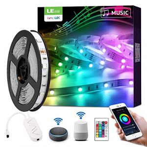Lepro 5M 24W Ruban LED Intelligente de Musique, 16 Millions de Couleurs, 5050 RGB 300 LEDs, Bande Lumineuse Connecte WIFI, Smartphone APP Connecte en un Clic, Compatible avec Alexa et Google Home (Lepro FR, neuf)