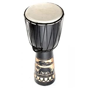 50 cm Djembe Tambour Bongo Tambour en Bois Darbouka Bon Son Éléphant Sculpté (Ciffre by Buddhastyle, neuf)