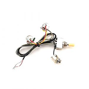 Alnicov Ensemble de faisceaux de câbles pour guitare interrupteur à bascule 3 voies précâblé 1T1V 500K Kit de faisceaux de câbles avec sortie 6.35 pour guitare électrique LP (Music Lover EU, neuf)