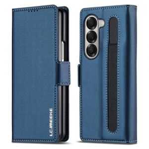 ZHOZEXIN Etui en Cuir PU pour Samsung Galaxy Z Fold 5,Etui &agrave; Fermeture magn&eacute;tique avec Fente pour Stylo, Fente pour Porte-Monnaie et Protection d'&eacute;cran pour Samsung Galaxy Z Fold 5 (Bleu) (Shenxinghui Digital, neuf)
