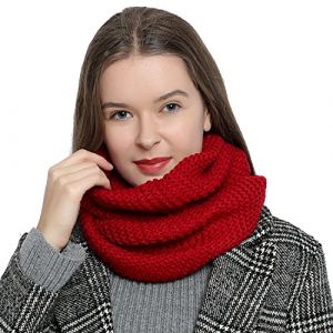 Écharpe femme hiver Écharpe en laine Écharpe tube snood Tour de Cou Cache cou - Rouge foncé (urban-styles, neuf)