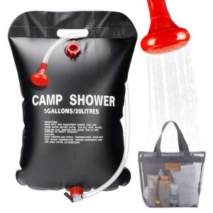 ASANMU Sac de douche solaire de 20 l - Sac de douche portable en maille - Sac de douche solaire - Camping - Douche d'extérieur - Douche de jardin - Eau chaude - Sac à eau solaire - Douche de voyage (Tutamaz, neuf)