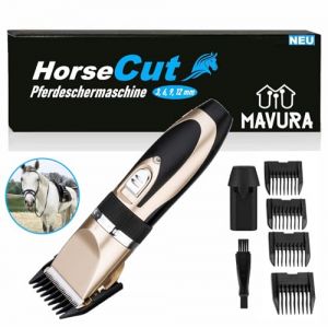 Horzecut Tondeuse pour chevaux extrêmement silencieuse avec batterie pour chevaux Tondeuse à cheveux maniable et légère pour tonte partielle (MAVURA, neuf)