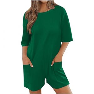 AEGJEGVD Combinaison Short Femme Eté Décontractée Ample et Respirant Salopette Short Couleur Unie Chic Élégant Robe Short Femmes Jumpsuit Ample Chic pour Soirée Short de Plage Sexy Rompers Playsuit (⭐⭐⭐⭐⭐AEGJEGVD⭐⭐⭐⭐⭐, neuf)