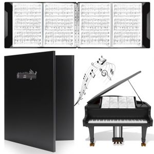 HIMOMO Classeur &agrave; Partitions A4 4 Pages, Extensible, 15 Poches/60 Pages, Noir Classeur De Pr&eacute;sentation Permet D'annotations, Pour Partitions, Notes, Peintures, Documents (210 x 297 mm) (MENGXY, neuf)