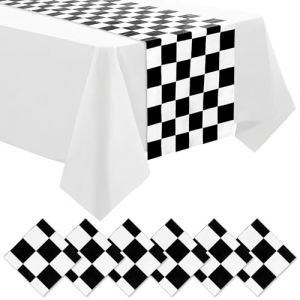 DEMIUKO 6 Pcs Chemin de Table Noir et Blanc Table de Fête à Damier Chemin de Table en Carreaux Nappes Moderne Chemin de Table de Noël pour la Maison Cuisine Fêtes d'anniversaire des Enfants Décor (DUYUNBIAN, neuf)