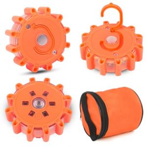 Yuanjoy 3 Pi&egrave;ces Gyrophare LED, Fonction Synchronisation 4 Modes, Voyant D'avertissement de Voiture avec Aimant et Crochet, &Eacute;tanch&eacute;it&eacute; IP65, pour S&eacute;curit&eacute; Voiture, Chantier, Camping (Yuanjoy, neuf)