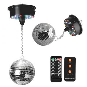 Boule À Facettes Disco À Moteur Rotatif Avancé, Led Éclairage Disco Boule, 12CM Boule Disco Lumineuse Rotative, Avec Chaîne D'extension Et Crochet De Suspension Idéale Pour Décoration, Fête, Soirée (Yanglin-EU, neuf)