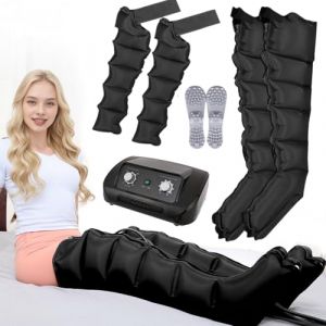 Bottes de pressoth&eacute;rapie pour jambes 6 chambres Machine de pressoth&eacute;rapie professionnelle pour la maison Abdomen | Masseur Drainage lymphatique Circulation, 0-240 Mmhg r&eacute;glables Noir 2 bras + 2 jambes (hhh-jhh, neuf)