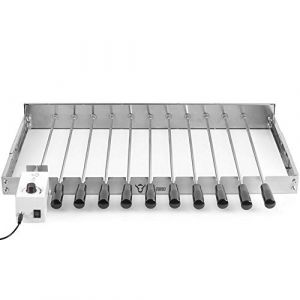 BBQ-Toro Tourne-Broche &eacute;lectrique | Acier Inoxydable - avec 11 brochettes et Moteur - Taille r&eacute;glable 70 x 26-40 cm - avec Prise d'alimentation et USB - Mangal Chachlik (Moteur Avant Gauche) (CS Trading, neuf)