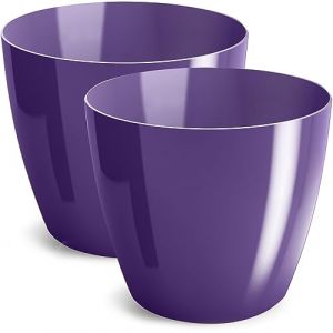 PECZEKO Pot de Fleurs Brillant, Pot de Plantes en Plastique, Pot d&eacute;coratif pour Grandes et Petites Plantes, Lot de 2 Pots de Fleurs, Pots de Fleurs, Pots &agrave; Herbes, (Lot de 2) Violet, &oslash; 16 cm (Simon78000, neuf)