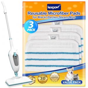 KEEPOW 3 Lingettes pour Black et Decker Balai Nettoyeur Vapeur, pour Black Decker Steam Mop fsm1630s Nettoyeur Vapeur, Alternative à FSMP20, Lot de 3 (KEEPOW EU, neuf)
