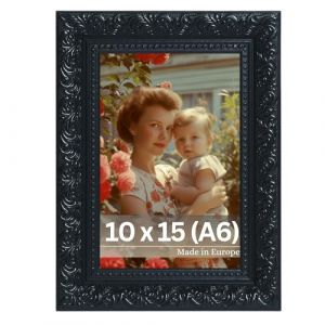 Victor Cadre Photo Rubens en 10x15 cm (A6) Noir - Bar: 30x20mm - Verre Véritable - Châssis pour l'image Baroque - Antique - A6 Ancien (Victor_Store, neuf)