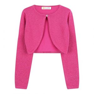 Bolerose Les Filles Longue Étincelle Cardigan Enfants Enfants Boléro Boléro en Maille (Rose Vif, 5-6 Ans) (Sapphire Stitch, neuf)