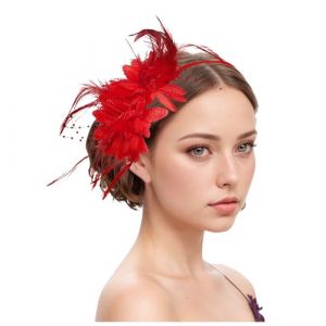Chapeau bibi vintage pour femme - Voile de mariée - Accessoire de cheveux - Plume - Voile - Banquet - Chapeau en maille - Barrettes à cheveux élégantes - Pour carnaval, cocktail, thé (Woybda, neuf)