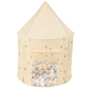 Selonis Tente De Jeu pour Enfants Ch&acirc;teau Maison De Jeu en Forme De Pavillon De Jeu 100X130cm/400 Balles Pliable Tente Pop-Up Enfant, Beige Clair: Beige Pastel/Bleu Pastel/Blanc (OtherEden &  DUmalDU, neuf)