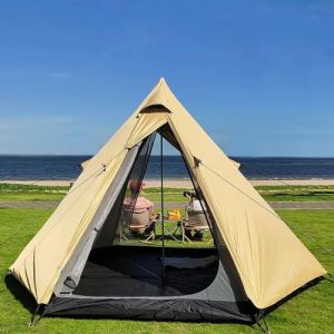 HipierFx Indiana Tente de Camping 4 Personnes Imperméabilisant Tipi Ultralight Trekking Familiale Tente (Kaki) (Hipier, neuf)