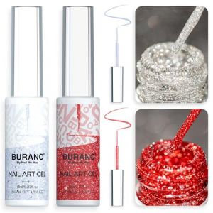 BURANO Vernis Gels Semi Permanents, Argent Or 2 bouteilles 8ml Liner Nail UV LED vernis à ongles Gel, Manucure & Pédicure Liner UV Gel (red) (BURANO Direct, neuf)